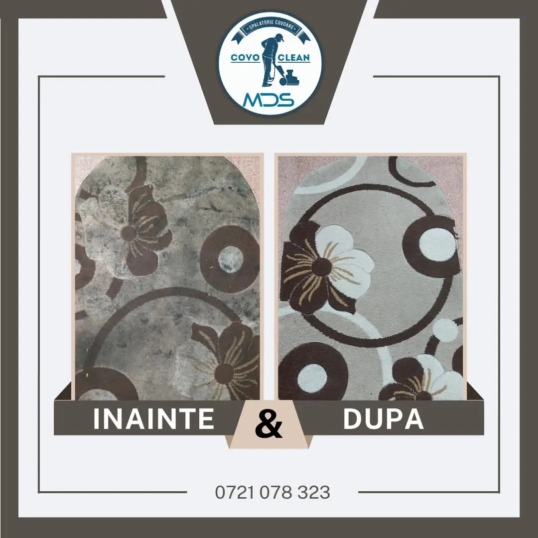 Comparație înainte și după curățare covor living